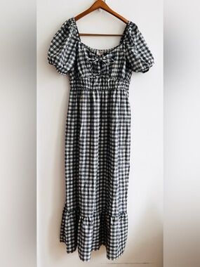 Dizzy Lizzy Cotton Puff-Sleeve Maxi Dress, L